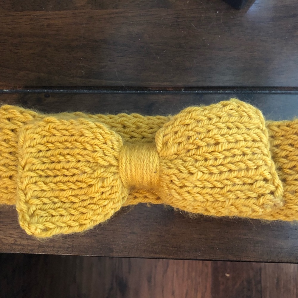 CUTE Yellow Knitted Bow Ear Warmer